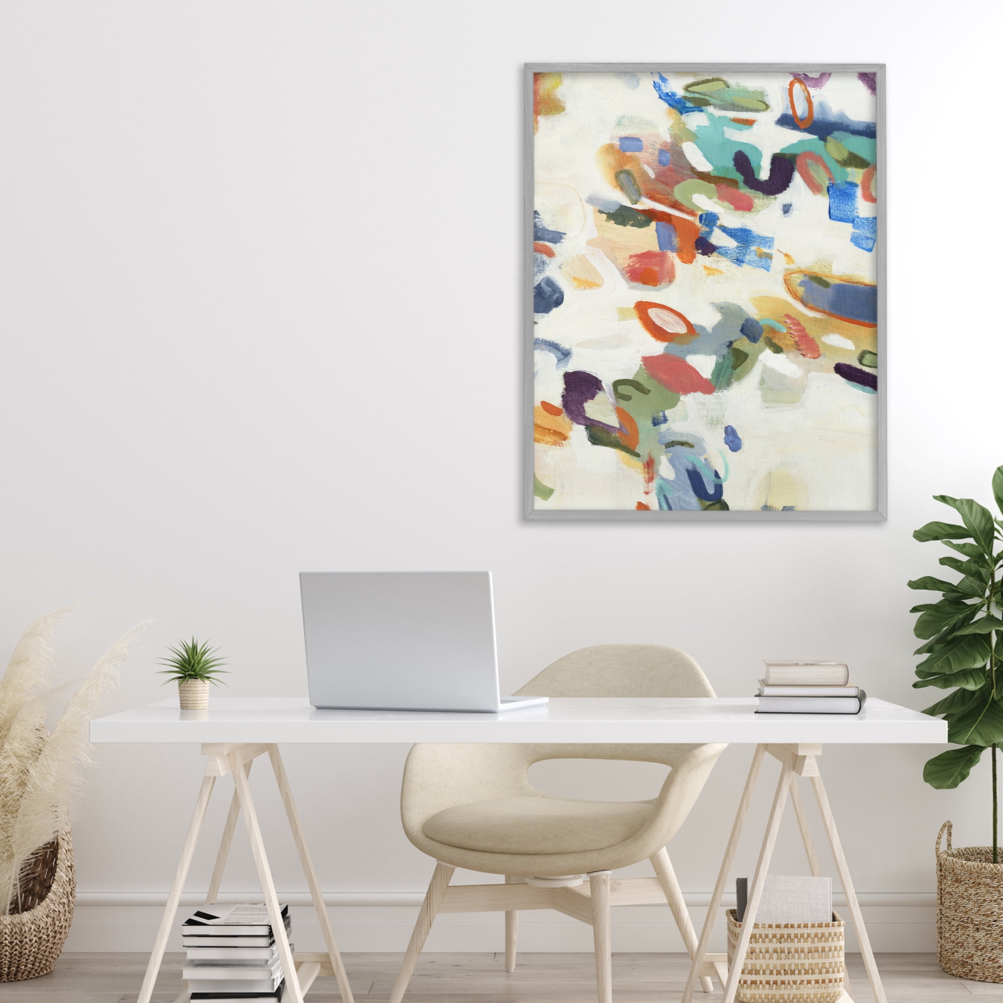 Stupell Industries Multihued Expressive Abstract Gray Framed Giclee Art, design by Lisa Ridgers