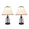 thumbnail image 4 of Aspen Creative 40140-02, Two Pack Set – 22" High Traditional Metal Wire Table Lamp, Matte Black Finish and Empire Shaped Lamp Shade in Off White, 14" Wide, 4 of 5