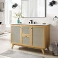 thumbnail image 2 of Vanity Cabinet (Sink not included), Brown Oak, Wood, Hotel Bedroom Bathroom, Modern Contemporary HB36273, 2 of 12
