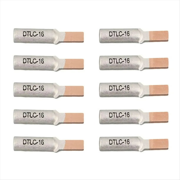 10 Piezas de Terminales de Cable de Aluminio y Cobre para Disyuntor, Conectores de Cable para Medidor Eléctrico, Terminales de Cable Bimetálicos DTLC-16