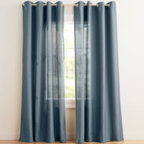 Exclusive Home Curtains Loha Linen Grommet Top Curtain Panel Pair, 54x84, Blue