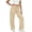Khaki, variant on JUSLIO Women Pants Curved Leg Pants Joggers with Pockets Stretchy Casual Drawstring Elastic Waist Pants