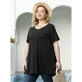 thumbnail image 1 of LARACE Blouse Grande Taille pour Femmes à Manches Courtes Chemise Décontractée Tunique Hauts T-Shirt Chemise Ample, 1 of 5