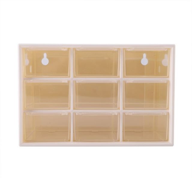 Boaby Desktop Drawer - Portable Plastic 9 Lattice Mini Cabinets Drawer Jewelry Cosmetic Storage Box(White)