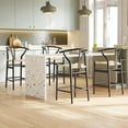 thumbnail image 7 of Farini Wishbone Counter Height Barstool, Fully Assembled Weave Bar Chair with Wooden Frame, for Kitchen Island, Dining Room, Bar, Single, Black-Beige, 7 of 7