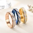 thumbnail image 3 of Visland Bague Doigt Ligne Slash Givrée Color Block Hommes Femmes Bague Rayée Tournable Bijou, 3 of 8