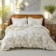 thumbnail image 7 of Move Over Sketch Floral Duvet Cover Set King Size100% Natural Cotton Green Floral Bedding Set 3 Pcs Soft and Reversible Botanical Duvet Cover Set with Zipper Closure and Ties, 7 of 7