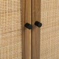 thumbnail image 4 of Set of 2 Storage Cabinet Sideboard with Natural Rattan Doors, Rattan Buffet Cabinet with Storage and Adjustable Shelves, Boho Console Table Accent Cabinet for Dining Room, Living Room, Kitchen, 4 of 8