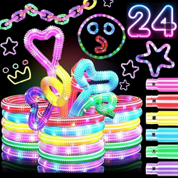 Pack of 24 Children's Glow Sticks, Glow Sticks, Pop Tubes, Glow Sticks, Glow Sticks, Glow Sticks for Children, Pop Tubes LED, Light Bracelets,