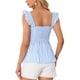 thumbnail image 3 of INSPIRAR CHIC Blusa de Gingham con Peplum Cuello Cuadrado Sin Mangas Verano L Azul, 3 of 6