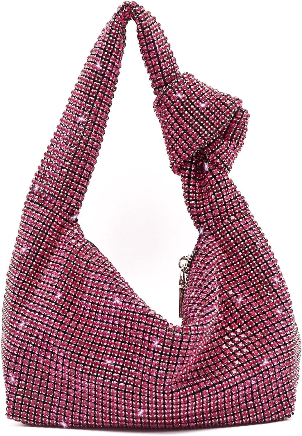 LinYooLi Women Knotted Handbag Sparkly Rhinestone Hobo Dumpling Bag Diamond Glitter Evening Clutch Purse