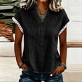 thumbnail image 2 of MAFYTYTPR Women's Lace Trim Cap Sleeve V-Neck Crinkle Cotton Blouses Spring Summer Casual Tops for Everyday Wear S-3XL Plus Size, 2 of 6