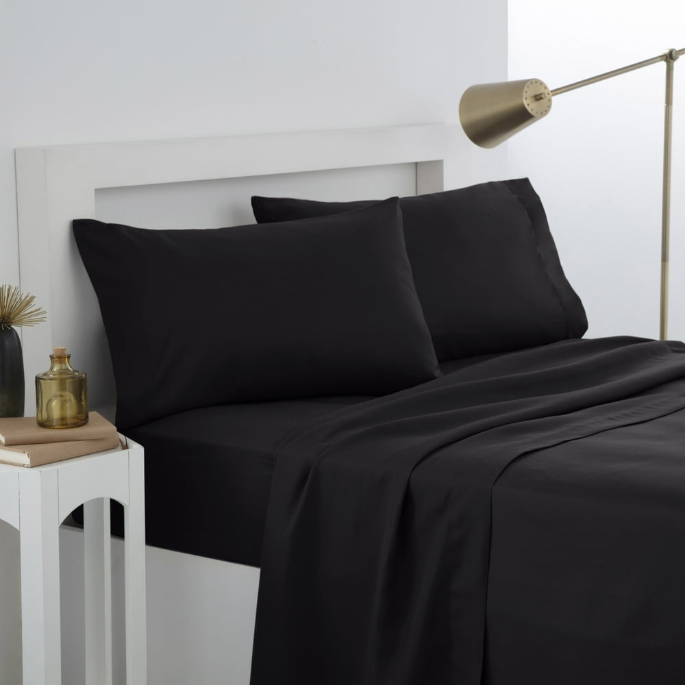 Martex Easy Living Brushed Microfiber Twin Black Sheet Set Walmart