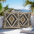 thumbnail image 4 of Retro Pattern Outdoor Pillow Covers Pack of 2 Brown Black Ethnic Style Weaving Texture Waterproof Throw Pillow Covers Decorative Cushion Cases for Patio Garden Tent Balcony Couch 18x18 inch, 4 of 8