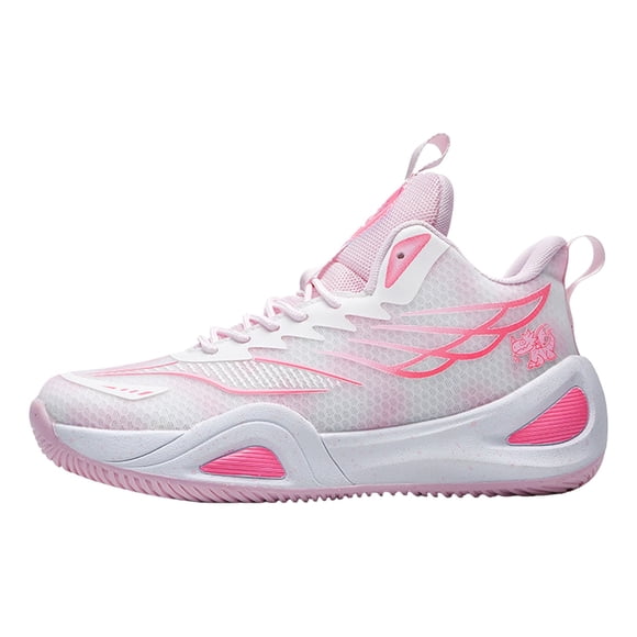 AUDeals High Top Basketball Shoes, Wear Resistant Graffiti Sneakers with Non Slip Breathable Comfort for Men and Women (Pink, 10.5)
