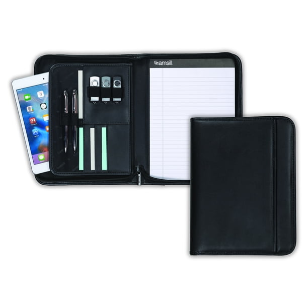 Samsill Professional Junior Zipper Padfolio Organizer, Black