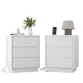 thumbnail image 3 of Hommoo Modern Wood 3-Drawer Fluted End Table Set of 2, Bedside Table Nightstand Set with Fast USB Charging Station, for Living Room,Bedroom,Office, White, 3 of 8