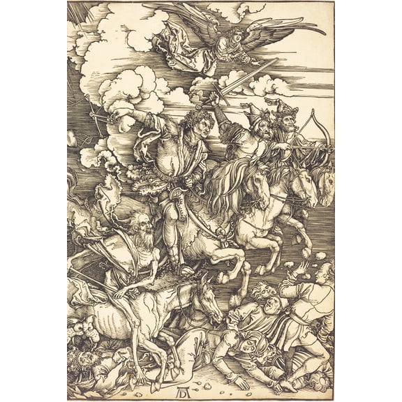 24x36 gallery poster, The Four Horsemen of the Apocalypse, in a woodcut by Albrecht Durer 1497