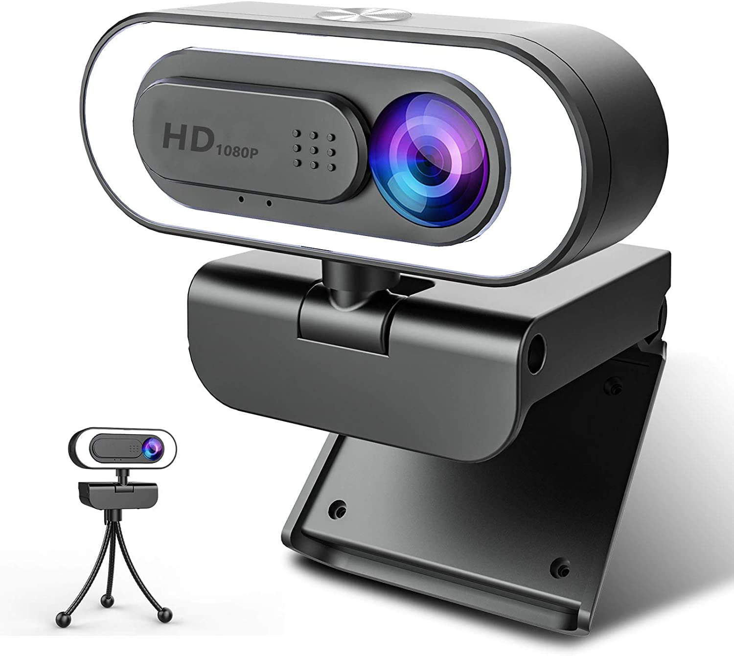 Zoom PC/Mac/Laptop/MacBook/Tablet Hangouts FaceTime Full HD 1080P Webcam Built-in Mic and Drive-Free USB Web Camera for Skype