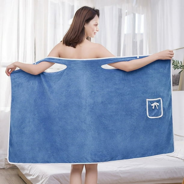 Falda de baño usable para mujer con lazo, absorbente de agua, de secado rápido, para salón de belleza, de vellón coral, para el hogar, para adultos, falda de baño gruesa