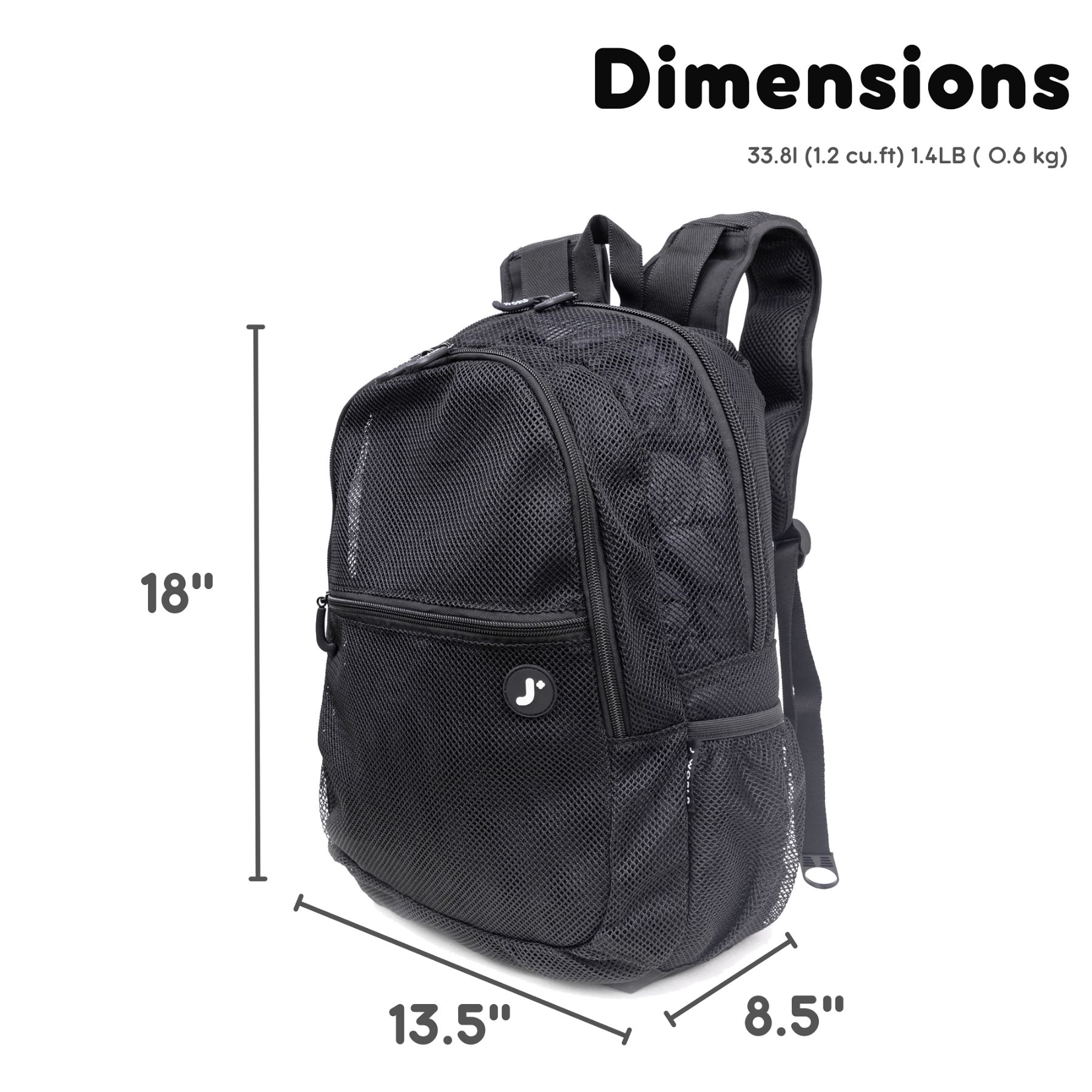 J World 18" Mesh Backpack for School and Travel, Black - image 3 of 7