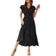 thumbnail image 1 of Vestido PRETTYGARDEN Maxi Negro con Volantes y Escote Cruzado XL, 1 of 7