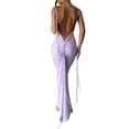 thumbnail image 3 of Coduop Women Backless Maxi Tank Dress,Long Strap Back Tie Up Sleeveless Bodycon Party Dresses, 3 of 6