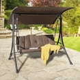 thumbnail image 2 of Costway 3-Seat Outdoor Porch Swing Adjustable Canopy Padded Cushions Steel Frame Brown, 2 of 10
