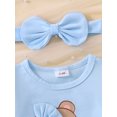 thumbnail image 5 of Suealasg 3Pcs Newborn Baby Girls Fall Outfits Clothes Set 3 6 9 12 18 Months Infant Girls Crew Neck Long Sleeve Bear Print Romper Long Pants Headband Set, 5 of 8