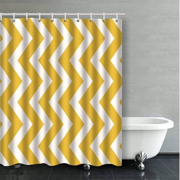 ARTJIA Modern Arrow Fletching Pattern Mustard Yellow Bathroom Shower Curtain 66x72 inches ...
