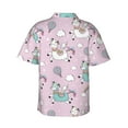 thumbnail image 3 of Easygdp Llama Unicorn and Rainbow Men's Hawaiian Shirts Print Lapel Short Sleeve for Beach, vacation, party, casual occasions - X-Large, 3 of 9