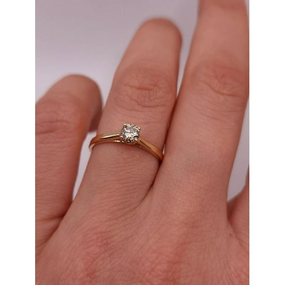 Sparkle Jewels Women's 14K Yellow Gold Finish Round Cubic Zirconia Solitaire Engagement Ring