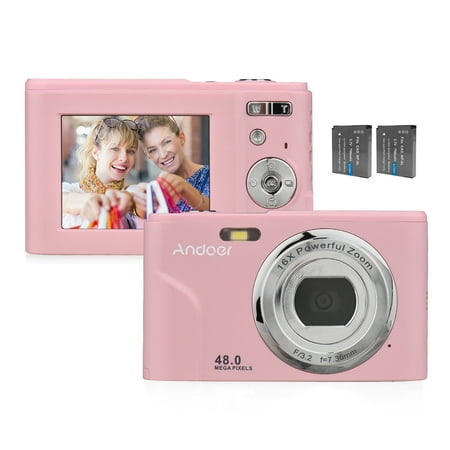 Image of Andoer Portable Digital Camera 48MP 1080P 2.4-inch IPS Screen 16X Zoom Auto Focus Self-Timer 128GB Extended Memory Face Detection -shaking with 2pcs Batteries Hand Strap Carry Pouch