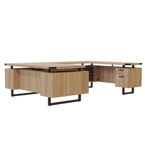 Safco Mirella U-Shaped Configuration Desk In Sand Dune Finish MRUSBF7236SDD