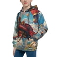 thumbnail image 2 of Haiem Beautiful Red Train Hot Air Balloon Pattern Boys Hoodie, Youth Pullover Hooded Sweatshirt, Kangaroo Pocket Hoodie for Kids Girls -Large, 2 of 6