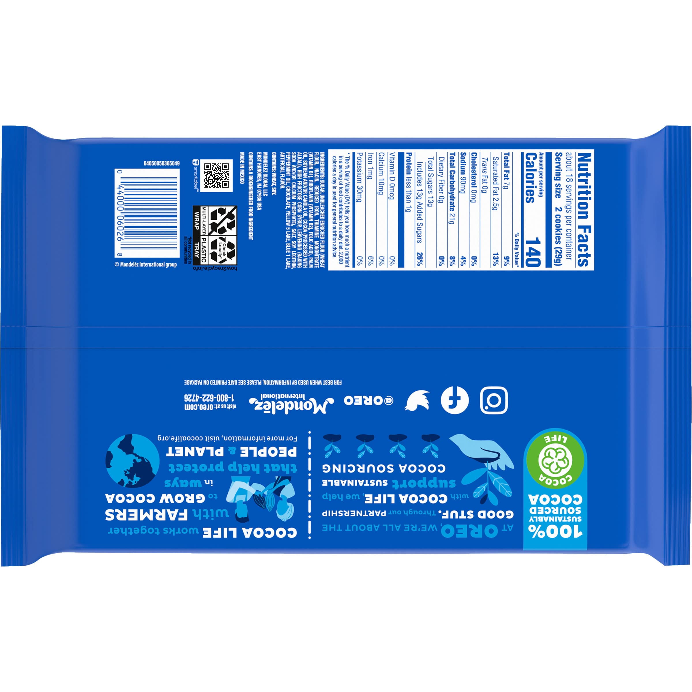 OREO Mint Creme Chocolate Sandwich Cookies, Family Size, 18.71 oz (Pack of 14)