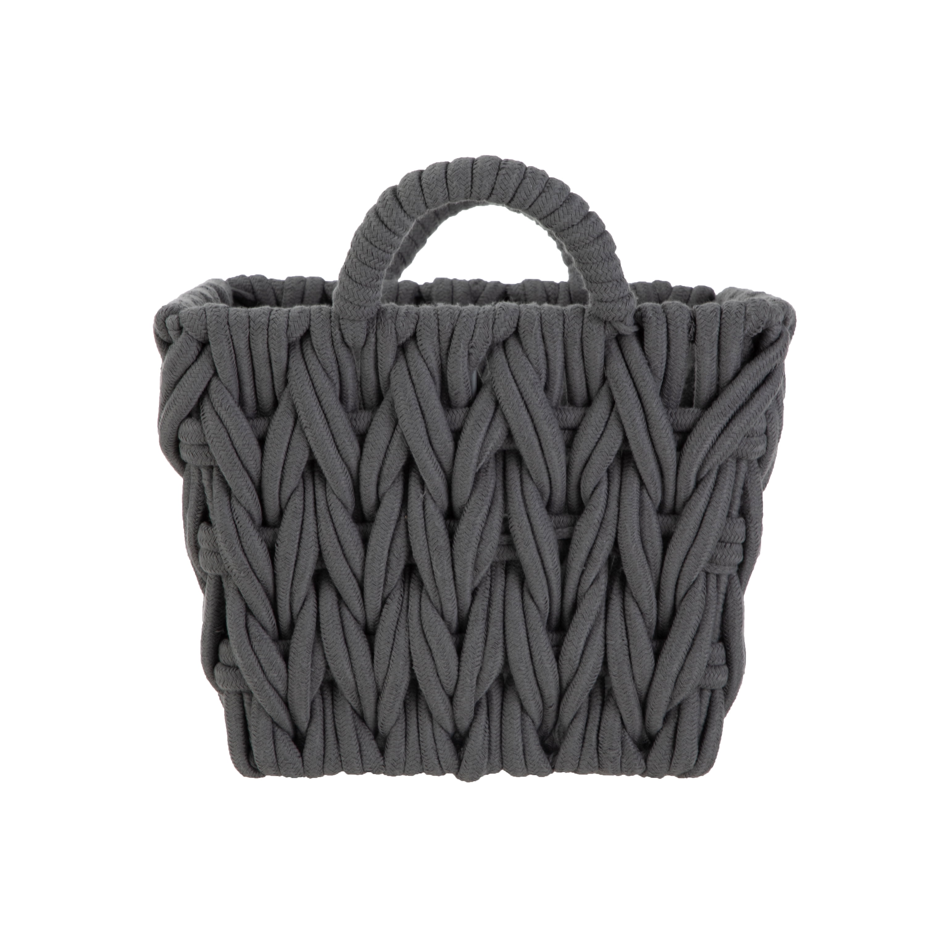 Better Homes & Gardens Medium Grey Woven Rope Decorative Storage Basket, 2 Pack