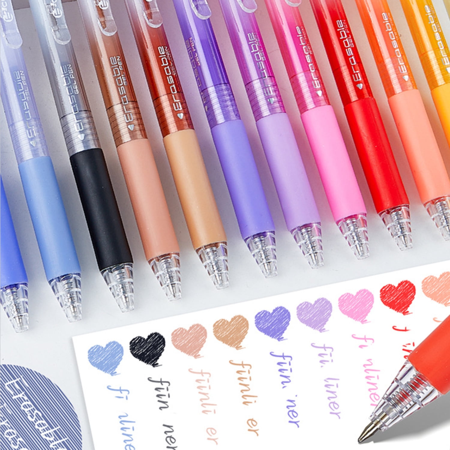 24 Colors Erasable Gel Pens Fine Point 0.7mm for Notes Journaling Drawing Doodling Memo Smooth Writing Refillable Birthday Christmas Gift