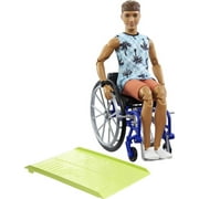 Barbie Ken Fashionistas Doll #195 with Wheelchair and Ramp, Beach Shirt and Accessories