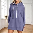 thumbnail image 6 of XUNKUSGA Womens Long Hoodie Fashion Half Zip Split Hem Hoodie Dress for Women Casual Solid Color Long Sleeve Oversized Hooded Sweatshirts Dress with Pocket L, 6 of 9