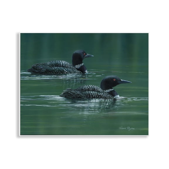 Stupell Industries Peaceful Loon Duo Animals Painting Unframed Art Print Wall Art, 14 x 11