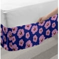 thumbnail image 2 of Hibiscus Bed Skirt, Bold Rhythmic Illustration of Tropical Flowers in Vibrant Tones, Elastic Bedskirt Dust Ruffle Wrap Around for Bedding Decor, 4 Sizes, Dark Blue Ruby Lilac, by Ambesonne, 2 of 2