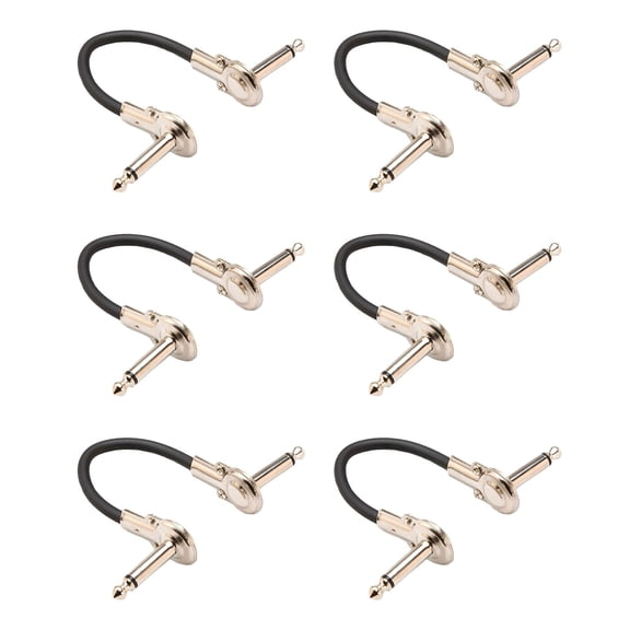 Hosa Technology 1/4" Phone Right Angle Male to 1/4" Phone Right Angle Male Guitar Patch Cable, 6", 6 Pack