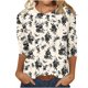 thumbnail image 1 of Camisetas Casuales de las Mujeres de Moda Impresa 3/4 Mangas Blusa Cuello Redondo para el Hogar Y Diario, 1 of 4