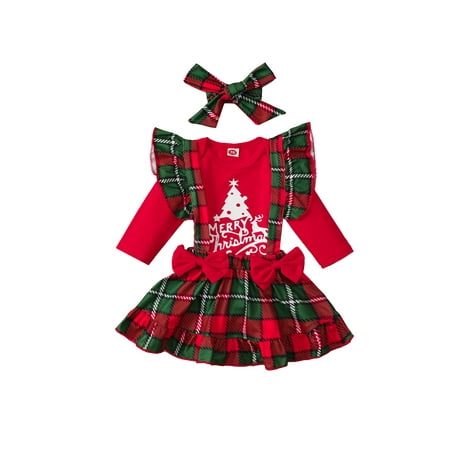 

Liliz Letter Print O-Neck Long Sleeve Letter Print Romper+Plaid Suspender Skirt+Headband