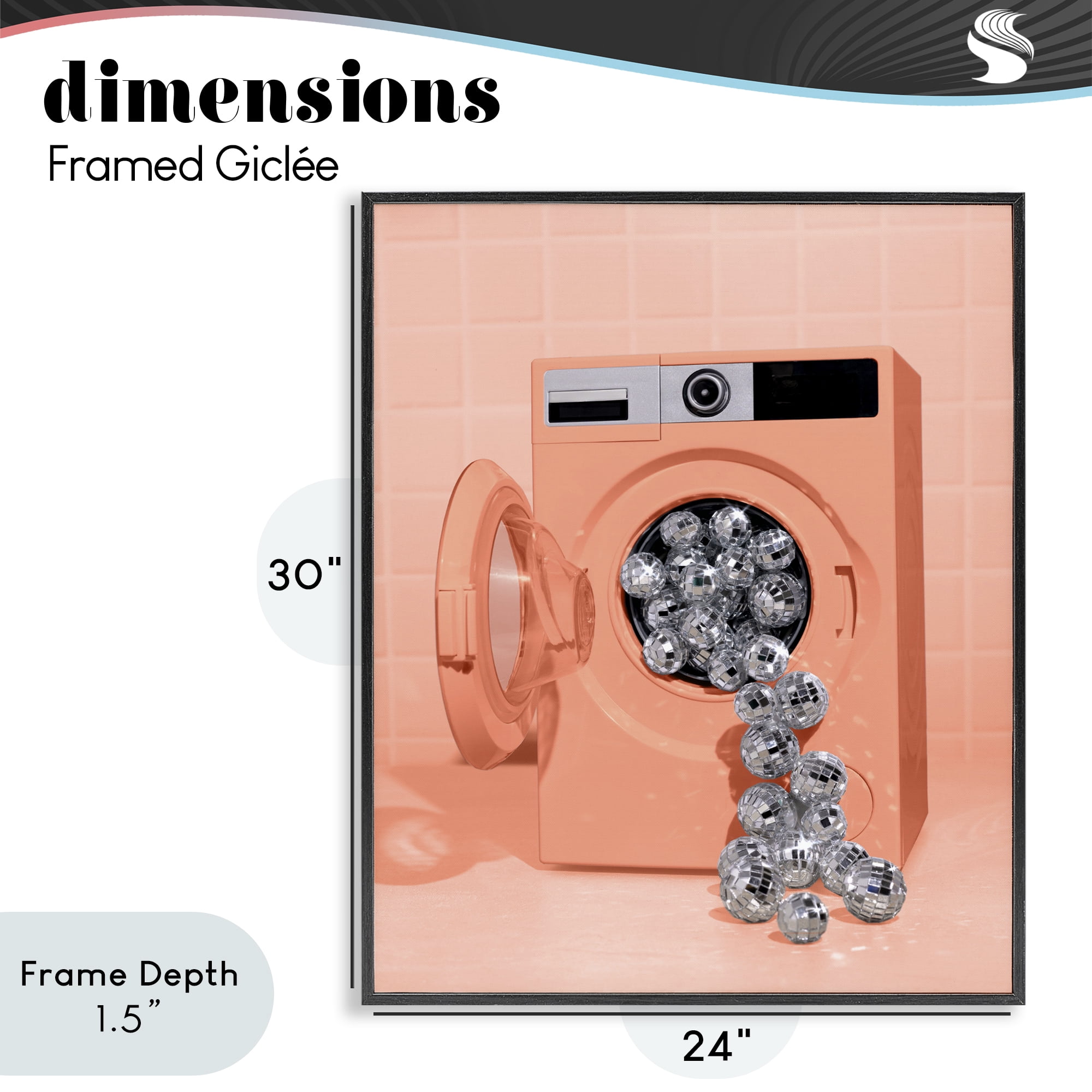 Stupell Industries Disco Laundry Machine over Orange Black Framed Giclee Art, design by LISH Creative