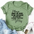 thumbnail image 2 of Women's Please Don't Be Rude Letter Print Round Neck Short Sleeve Casual Comfortable T-Shirt Top for Everyday Wear, 2 of 2