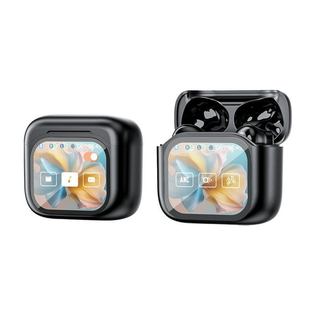 Bluetooth Earphones Wireless with LCD Color Screen Active Noise Cancelling Sports In Ear Design 126 g