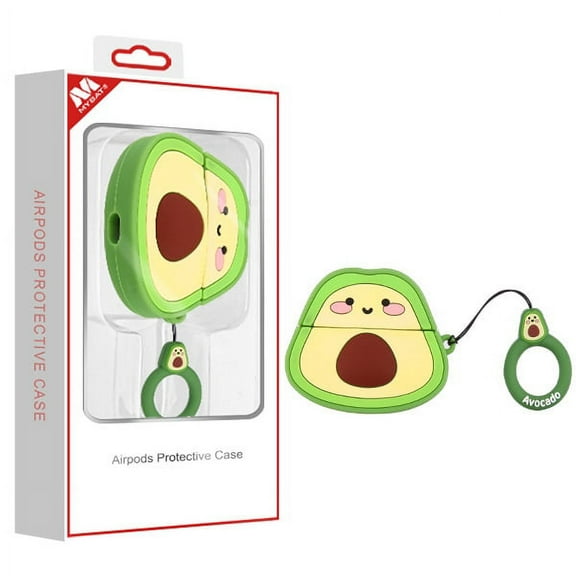 Apple AirPods PRO Case, 3D Cute Cartoon Fruits Character Airpods Cover Soft Silicone Rechargeable Earphone Headphone Cases Protective Rubber Cover with Ring Holder for Apple AirPods Pro [Avocado]
