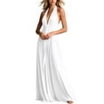 thumbnail image 5 of Karymi Halter Deep V Maxi Dress, Sleeveless Twist Front High Slit Backless Flowy Vacation Evening Gown Summer Dresses for Women, 5 of 6